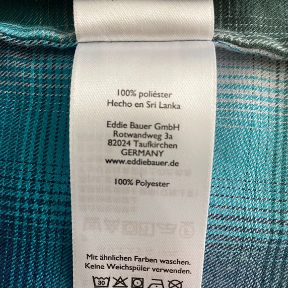 Eddie Bauer- Plaid Teal Long Sleeve Button Down, Size 2XL - Picture 6 of 6
